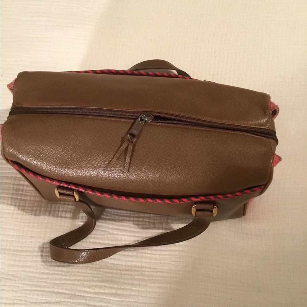 Gucci Brown Duffel Bag with Red Accents